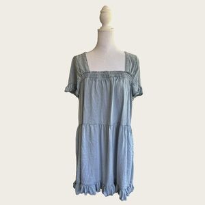 Wishlist Ruffle Blue Chambray Dress, Size M/L